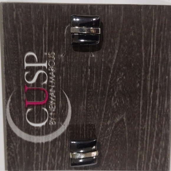 Elegant Women's Black and Silver Accent Stud Earrings - CUSP by Neiman Marcus - Picture 6 of 12